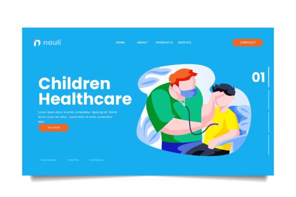 儿童保健主题网站设计矢量插画素材