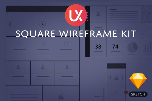 简约Web网站设计线框图套装 for Sketch Square Wireframe Kit