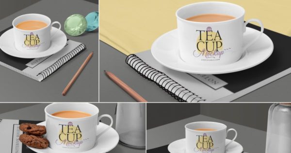 茶杯陶瓷杯外观设计样机模板 Tea Cup Mockup Scenes