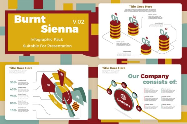 商业计划书信息图表矢量设计模板v2 Burnt Sienna v2 &#8211; Infographic