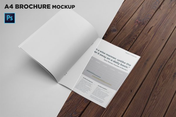 A4尺寸企业/品牌宣传册折叠页效果图样机普贤居精选 A4 Brochure Mockup Folded Page