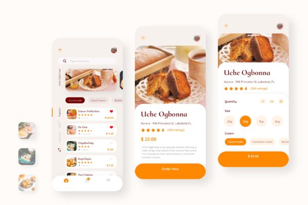 面包店点餐APP应用UI设计模板 Uche Bakery Booking Mobile UI &#8211; N