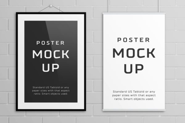 简约海报设计样机模板 Poster Mock Up – Tabloid