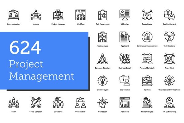 624个企业项目管理图标 624 Project Management Icons