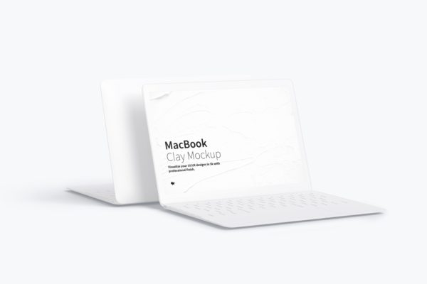 MacBook笔记本电脑屏幕预览图样机模板 Clay MacBook Mockup