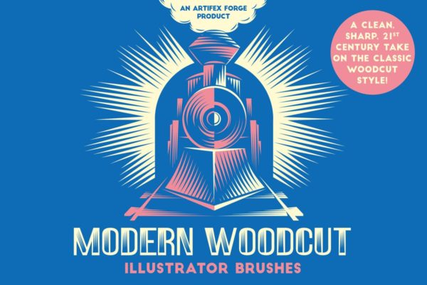现代木刻设计风格AI笔刷 Modern Woodcut Brushes