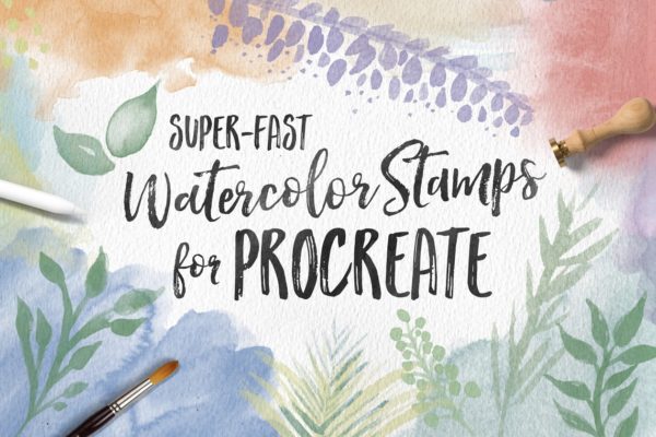 Procreate应用专用水彩印章笔刷 Watercolor Stamps for Procreate