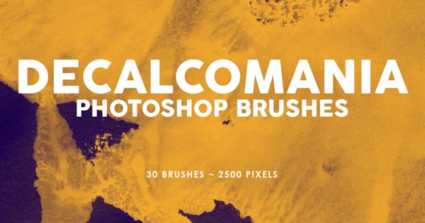 30个油漆肌理纹理PS印章笔刷 30 Decalcomania Photoshop Stamp Brushes