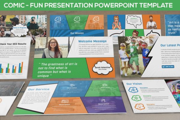 有趣的连环画漫画风格PPT幻灯片模板 Comic &#8211; Fun Powerpoint Presentation Template
