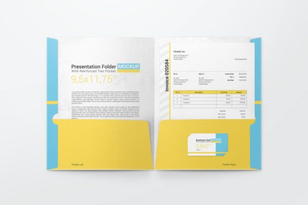 办公专用文件夹样机模板 Reinforced Two Pocket Presentation Folder Mockup