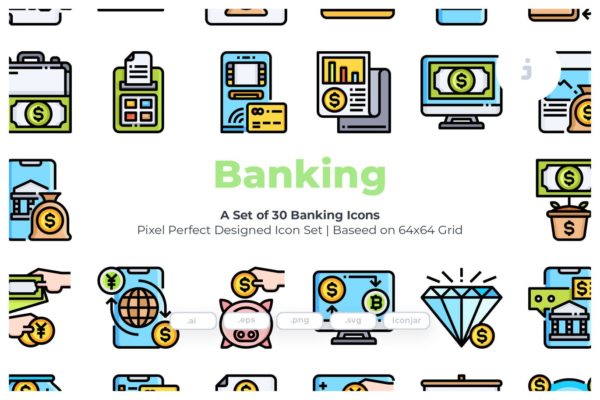 30枚银行主题矢量图标素材 30 Banking Icons