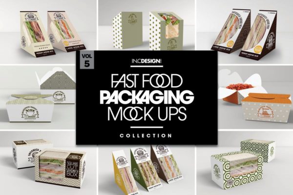 快餐食品包装样机v5 Fast Food Boxes Vol.5: Take Out Packaging Mockups