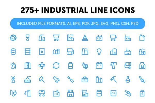 275+工业生产线型图标集合  275+ Industrial Line Icons