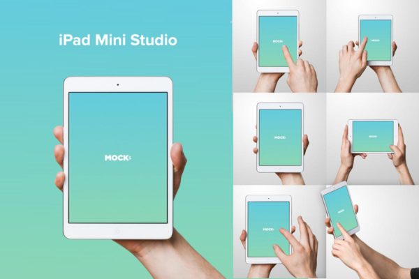 手持iPad Mini设备演示样机模板 iPad Mini Studio Mockups