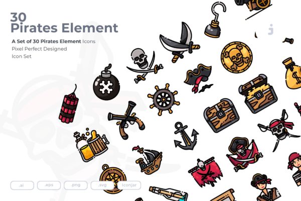 30枚海盗元素矢量图标素材 30 Pirates Element Icons