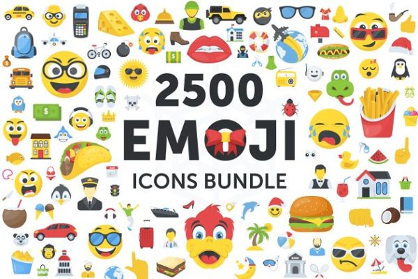 2500枚表情图标合集 2500 Emoji Icons Bundle