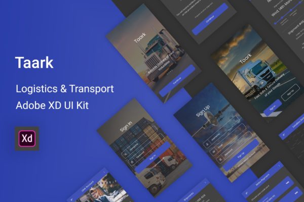 物流运输快递企业APP应用UI设计XD模板 Taark &#8211; Logistics &amp; Transport Adobe XD UI Kit