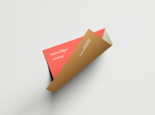 折叠海报传单设计效果图样机模板 Folded Flyer Mockup