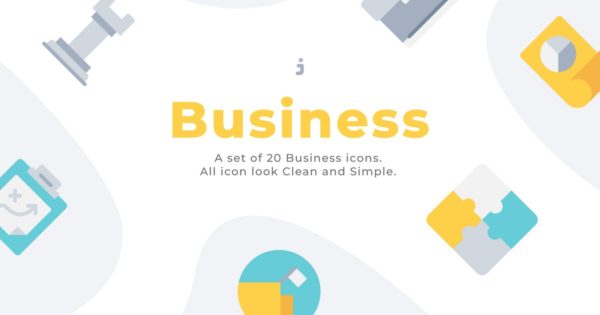 20枚商业企业主题扁平化矢量图标 20 Business icons &#8211; Flat