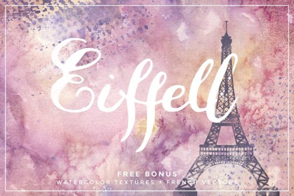 独特华丽法国浪漫主义英文手写字体 Eiffell Brush Script Font + Extras