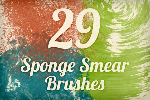海绵涂抹刷PS笔刷v1 Sponge Smears Brush Pack 1