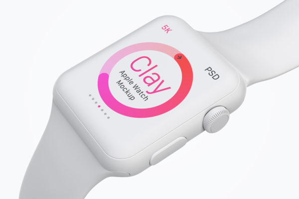 Apple Watch手表表盘UI界面设计效果图样机05 Clay Apple Watch Mockup 05