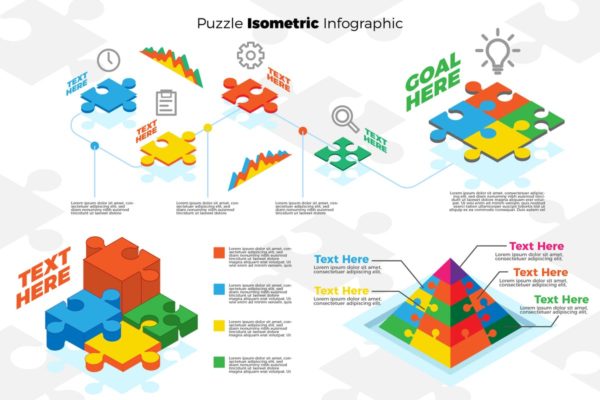 拼图风格信息图表设计模板 Puzzle Piece Infographic