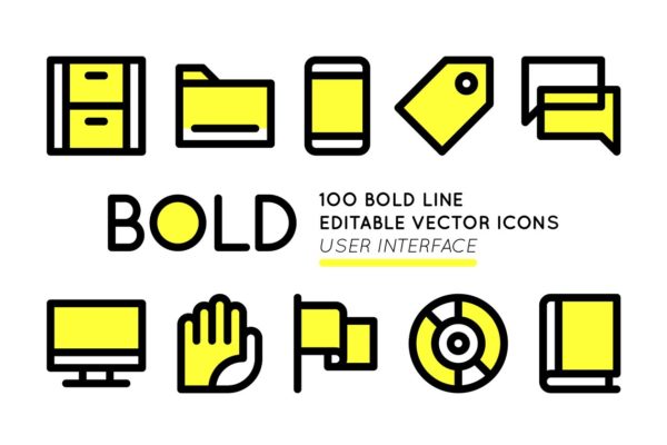 粗线条用户界面图标元素 BOLD icons User Interface essentials
