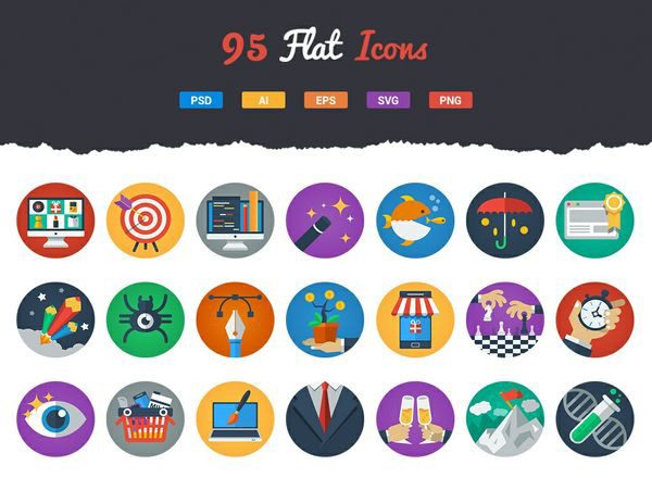 95枚现代扁平风图标 95 Modern Flat Icons