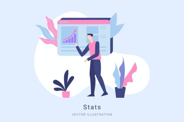 数据统计矢量普贤居精选概念插画设计素材 Stats Vector Illustration Scene