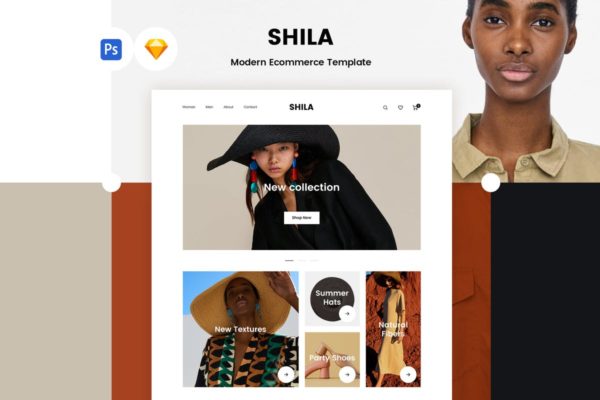 时尚女装电子商务网上商城设计PSD＆SKETCH模板 Shila Ecommerce Template (PSD + Sketch)