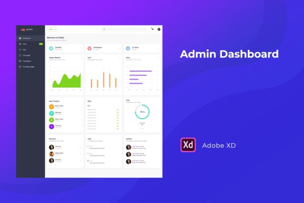 网站管理员后台界面设计套件XD模板 Admin Dashboard UI Kit for XD