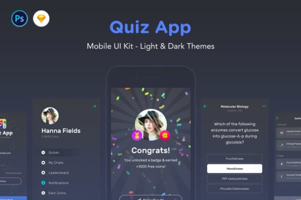 创意网赚返利积分类型 APP UI 套件 Quiz App