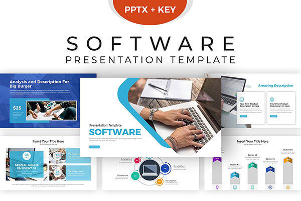现代极简的软件演示幻灯片模板下载 Software Presentation Template [key,pptx]