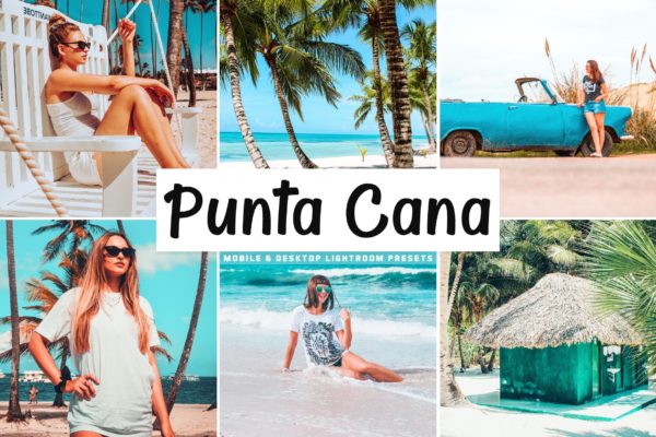 蓝色&amp;绿松石色自然暖色调Lightroom预设 Punta Cana Mobile &amp; Desktop Lightroom Presets
