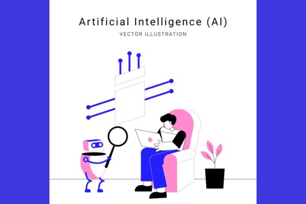 人工智能主题矢量插画素材 Artificial Intelligence (AI) Vector Illustration