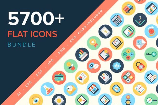 5700+扁平化风格图标合集 5700+ Flat Icons Bundle
