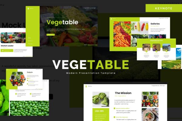 农产品/蔬果品牌演示16图库精选Keynote模板模板 Vegetable &#8211; Keynote Template