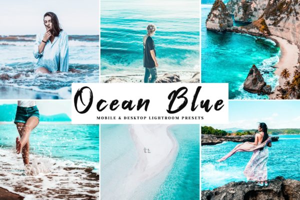 海洋蓝调色滤镜亿图网易图库精选LR预设-海岛/沙滩/大海摄影调色绝配 Ocean Blue Mobile &amp; Desktop Lightroom Presets