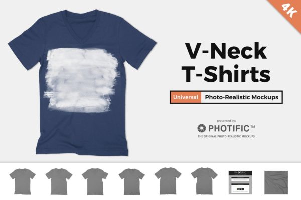 V领T恤样机模板 V-Neck T-Shirt Apparel Mockups