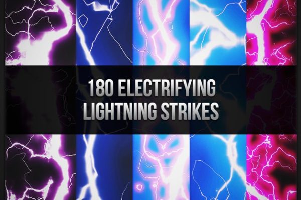 180种电流通电效果PS笔刷 180 Electrifying Lightning Strikes