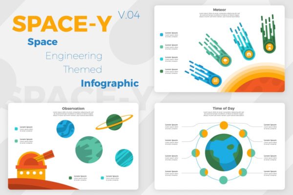 航天科技信息图表幻灯片设计素材模板V4 Space-Y v4 &#8211; Infographic