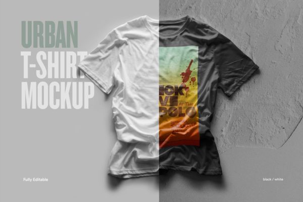都市风格T恤印花图案设计预览样机普贤居精选 Urban T-Shirt Mock-Up