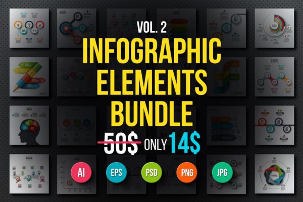 42个高质量信息图表设计元素合集 Infographic elements bundle v.02
