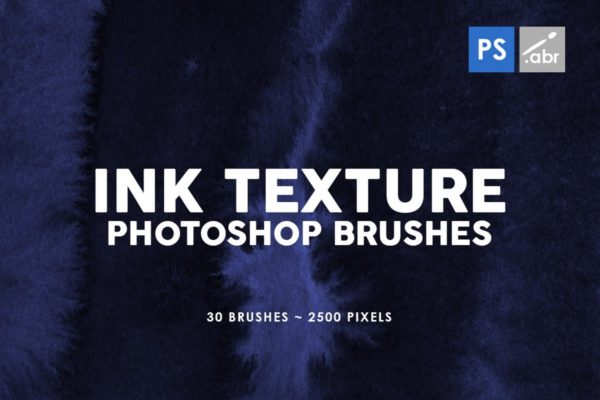 30款墨水印刷纹理肌理PS笔刷v2 30 Ink Texture Photoshop Brushes Vol. 2
