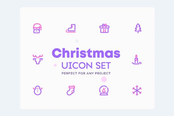 圣诞节＆冬天主题UI图标素材 UICON &#8211; Christmas, Winter Icons Set