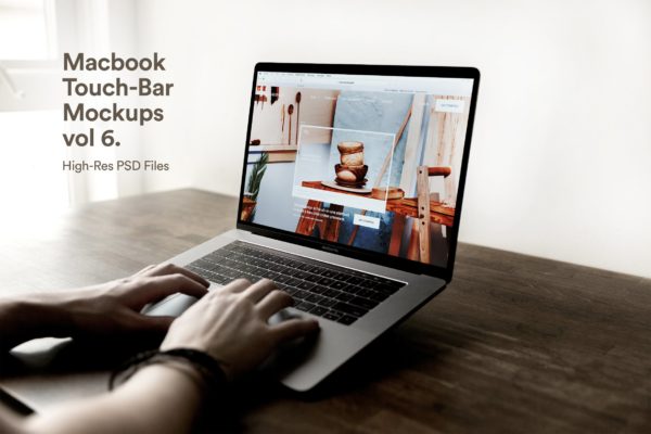 MacBook Pro实景拍摄屏幕预览样机v6 Macbook Mockup Vol 06 &#8211; New Touch Bar
