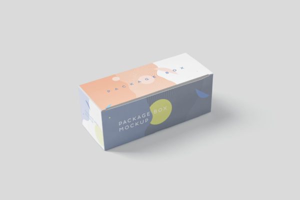 宽矩形包装盒外观设计效果图素材中国精选 Package Box Mock-Up Set &#8211; Wide Rectangle