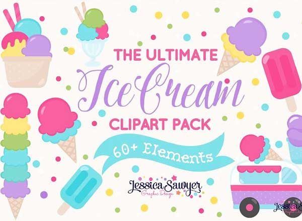 手绘风格冰淇淋矢量素材 The Ultimate Ice Cream Clipart Pack