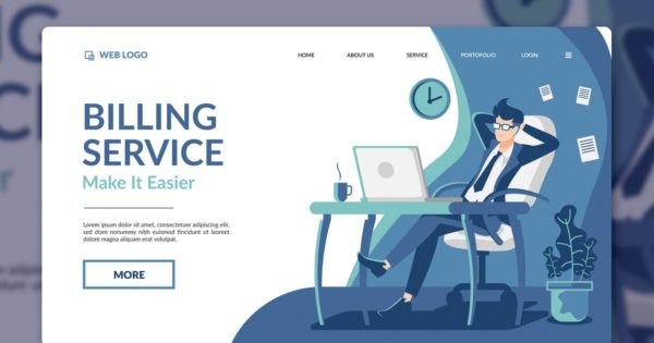 计费账单服务概念插画网站着陆页设计模板 Billing Service Landing Page